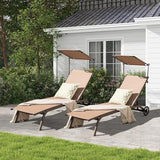 Giantex Outdoor Chaise Lounge Chair, Tanning Chair with Sunshade and Smooth Wheels, 6-Level Adjustable Position - Photo 9