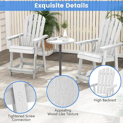 Giantex Tall Adirondack Chair, HDPE Outdoor Bar Stools with Armrests, 4.5” Wide Footrest, Patio Adirondack Barstools, All-Weather Balcony Chairs for Poolside, Garden, Backyard (1, White)