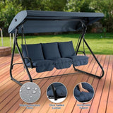 3-Seat Outdoor Convertible Swing Glider with Adjustable Canopy, 2-in-1 Bench to Flat Bed, Removable Cushions - Photo 5