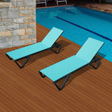 Domi Outdoor Lounge Chair Set of 2, Aluminum Patio Chaise Lounge with 5 Position Adjustable Backrest and Wheels - Photo 3