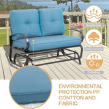 JY QAQA Outdoor Patio Metal Swing Glider Rocking Bench, Garden Loveseat Porch Furniture Glider - Photo 4