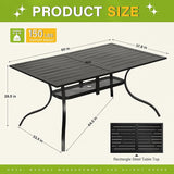 Incbruce Patio Dining Table, 60" x 37" Rectangle Metal Steel Slat Table, with 1.57" Umbrella Hole, for Backyards - Photo 3