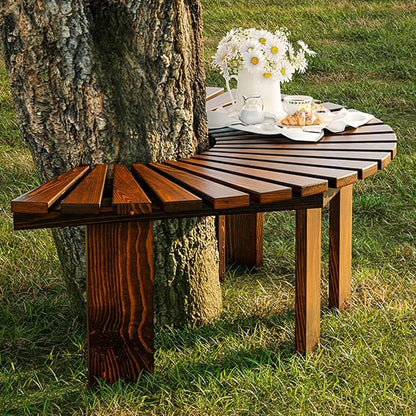 Outdoor Furniture: Solid Wood, Round, Fan-Shaped Bench for Patio, Garden or Park