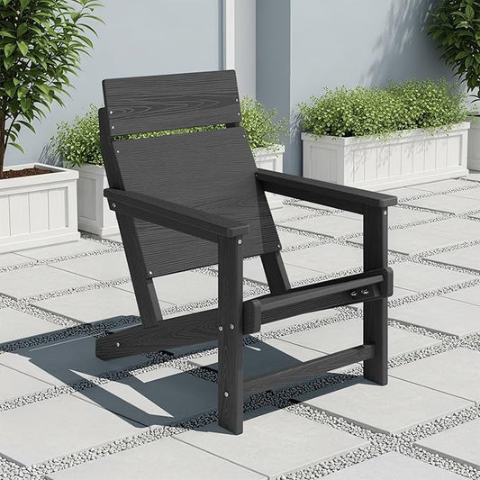 Adirondack Chair, Outdoor Patio Lawn Chairs, Outside HDPE Chairs with One-Piece Backrest for Lawn, Yard & Poolside, Gray