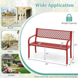 Tangkula 50 Inches Outdoor Garden Bench, Metal Patio Park Bench with Geometric Lattice Backrest - Photo 3