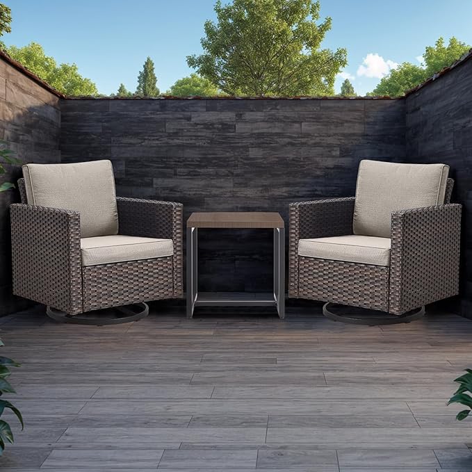 Rilyson Patio Tables Outdoor Coffee Table - Steel Side Tables End Table for Proch Deck Balcony Garden Squre Brown Tabletop