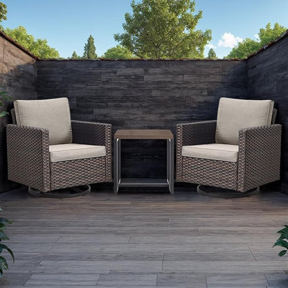 Rilyson Patio Tables Outdoor Coffee Table - Steel Side Tables End Table for Proch Deck Balcony Garden Squre Brown Tabletop