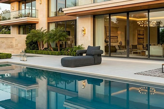 PURPLE LEAF Outdoor Chaise Lounge 1 Piece Chair Modern Aluminum Lounger Daybed with Lumbar Pillow and Armrest for Patio Poolside Beach Sunbathing Deck, Grey