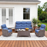 Luxury High Back Patio Furniture Set with 6-Inch Thick Cushions, 4-Pieces Outdoor Furniture with Swivel Chairs - Photo 1