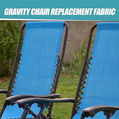 Queekay Chair Replacement Fabric with 4 Bungee Cord Lounge Chair Cloth Mesh Repair Kit for Patio Recliner Outdoor Lawn Pool(63 x 21 Inch,Light Blue)