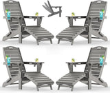Ciokea Folding Adirondack Chair Set of 4 with Retractable Ottoman Fire Pit Patio Chair with Pull Out Foot Rest Weather - Photo 1