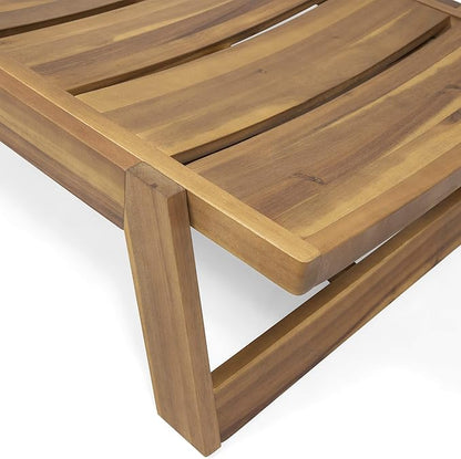 GDFStudio Outdoor Acacia Wood Chaise 2 Piece Lounge