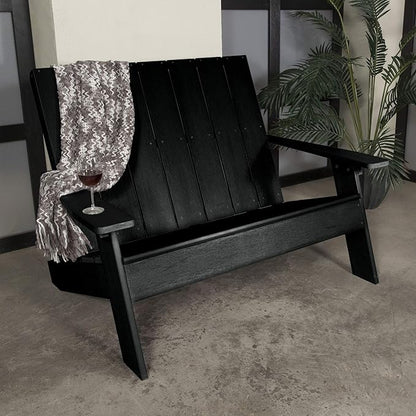highwood Italica Modern Outdoor Adirondack Loveseat, Black
