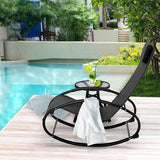 Outsunny Pool Lounger, Outdoor Rocking Lounge Chair for Sunbathing, Pool, Beach, Porch with Pillow & Cool Mesh - Photo 2