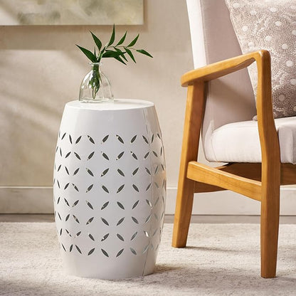 Christopher Knight Home Lilac Outdoor 12" Iron Side Table, White