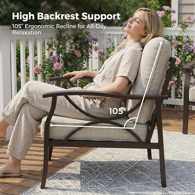 RoyalCraft Outdoor Patio Furniture Set, 7 Seats Outdoor Patio Set with 4" Thick Cushion - Photo 3