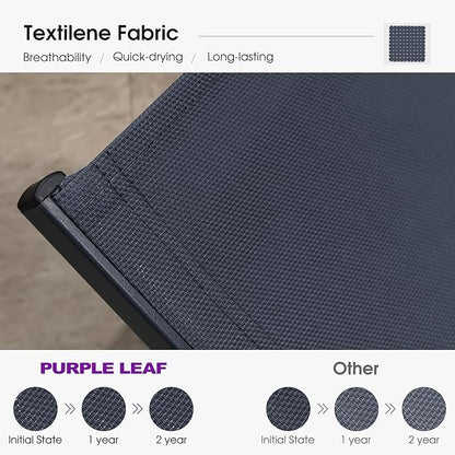 PURPLE LEAF Outdoor Chaise Lounge Chairs Set Recliner Adjustable Chair with Wheels and Table for Poolside Beach Patio Aluminum Reclining Sunbathing Lounger, Navy Blue