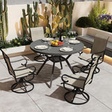42" Outdoor Patio Table Dining Table, All Weather Metal Round Patio Table with Adjustable Umbrella Hole - Photo 7