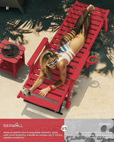 SERWALL Patio Chaise Lounge Chair, 78'' Long HDPE 5 Positions Adjustable Outdoor Lounger - Photo 2