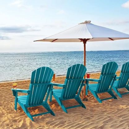 FUNBERRY Folding Adirondack Chair Set of 4, HDPE All Weather Fire Pit Chairs with Cup Holder for Outdoor