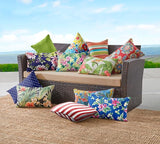 BrylaneHome Lumbar Pillow - 20" L x 13" W - Patio & Outdoor - Water, Stain & Fade Resistant - Covert Breeze - Photo 4