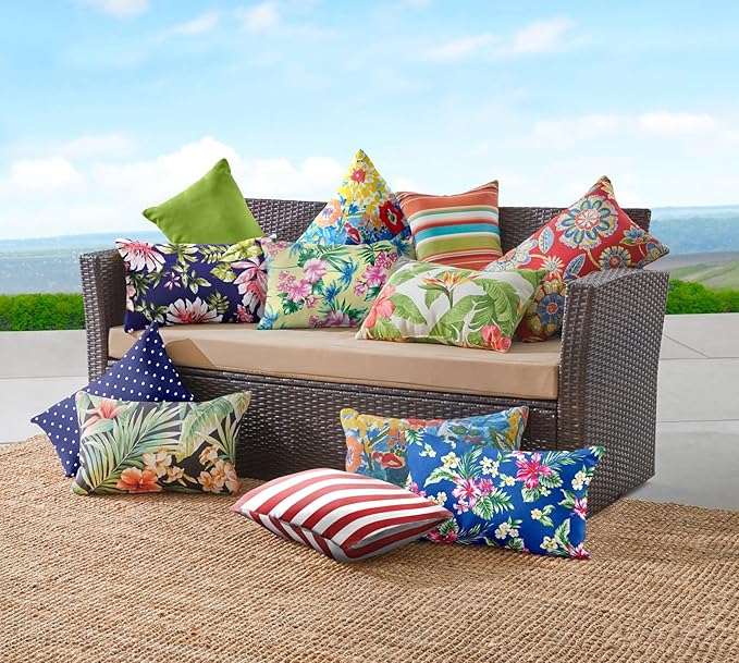BrylaneHome Lumbar Pillow - 20" L x 13" W - Patio & Outdoor - Water, Stain & Fade Resistant - Daelyn Cherry - Photo 4
