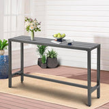 Outdoor Patio Counter Height Bar Table, 63" Rectangle for Patio, Garden, Yard, Balcony, Poolside (Grey) - Photo 1