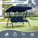 RELAX4LIFE 3-Person Porch Swing Chair - Outdoor Swing w/Adjustable Canopy, Removable Cushion & Metal Frame Stand - Photo 9