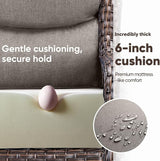 Swivel Patio Chairs sofa Set of 6 - 6" Thick Cushion - Wicker Outdoor Swivel Rocker Patio Chair, Sofa/Glass coffee table - Photo 3