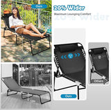Tangkula Widen Folding Chaise Lounge Chair Set of 2, Portable Camping Recline Chair w/4 Backrest Positions - Photo 4