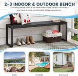 Outdoor Patio Backless Bench for 2-3 People, 53.2" All-Weather Long Metal Garden Bench Seat for Backyard, Porch, Lawn - Photo 6
