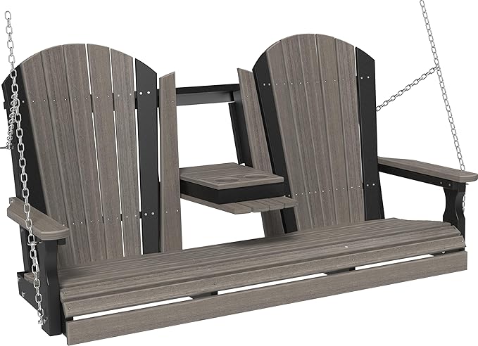 LuxCraft 5' Adirondack Hanging Front Porch Swing with Flip Down Console, Seats Up to 3 - Photo 1