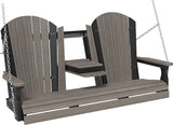 LuxCraft 5' Adirondack Hanging Front Porch Swing with Flip Down Console, Seats Up to 3 - Photo 1