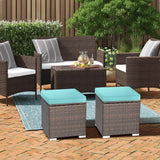 MEDIMALL Patio Wicker Ottoman Set of 2, Multipurpose Outdoor Footstool w/Removable Cushions, Rattan Side Table w/Storage - Photo 8