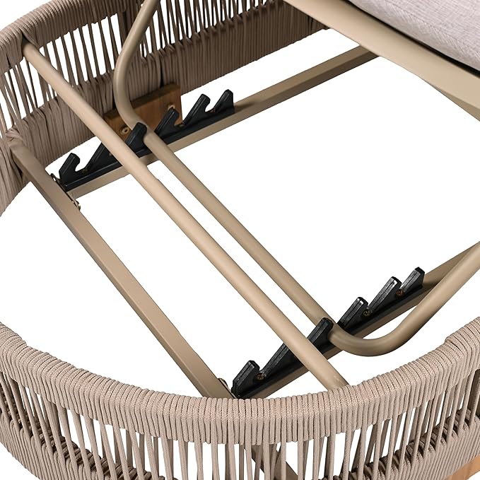 Christopher Knight Home Daskz Outdoor Chaise Lounge Chair Set of 4, Patio Outdoor Acacia Wood Chaise Lounge, Adjustable Backrest Poolside Beach Yard Recliner Chair, Rope Design, 79.5'', Teak+Beige