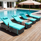 Outdoor Chaise Lounge with Adjustable Backrest Set of 4, 6-Position Reclining Lounger Pool Chair - Photo 1