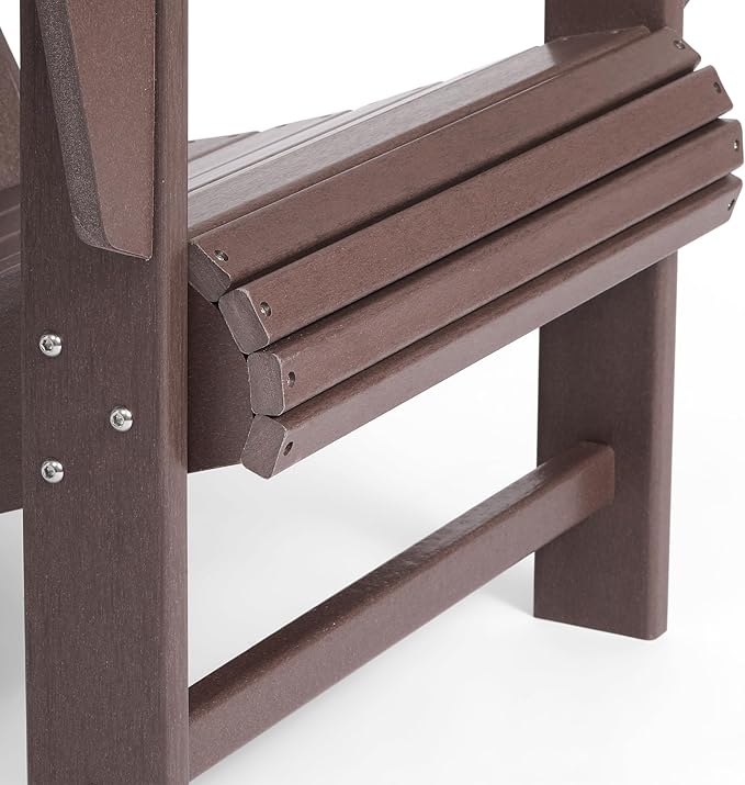 Costaelm Outdoor Patio HDPE Adirondack Chair with Cup Holder, Dark Brown