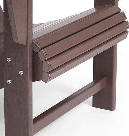 Costaelm Outdoor Patio HDPE Adirondack Chair with Cup Holder, Dark Brown