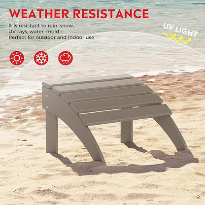 Costaelm Adirondack Chair Footrest Foldable Ottoman, Folding Ottoman Outdoor Foot Rest for Patio Waterproof, Adirondack Ottoman Outdoor, Weathered Wood