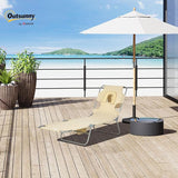 Outsunny Folding Beach Lounge Chair with Face Hole and Arm Slots - Photo 2