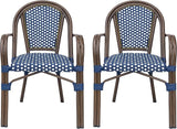 Christopher Knight Home Brianna Bistro Chairs, Navy Blue + White + Brown Wood - Photo 1