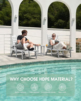 Lounge Chair Outdoor Set of 2, HDPE Chaise Lounge Outdoor, Pool Lounge Chair for Pool Poolside Deck Backyard Patio - Photo 6