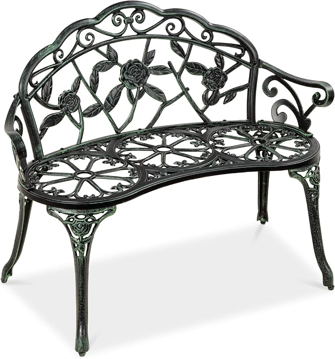 Best Choice Products Outdoor Bench Steel Garden Patio Porch Loveseat Furniture for Lawn, Park - Photo 1