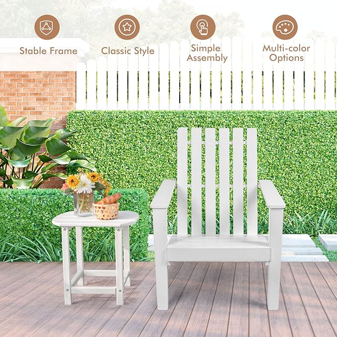 Tangkula Adirondack Chair Acacia Wood Outdoor Armchairs, Weather Resistant for Patio Garden Backyard Deck Fire Pit, Lawn Porch Furniture & Lawn Seating, Campfire Chairs, Adirondack Lounger (2, White)