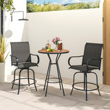 Tangkula Outdoor Swivel Bar Stools Set of 2, Bar Height Tall Patio Chairs with Armrests & High Back - Photo 9
