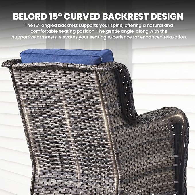 Belord Patio Wicker Sofa Set 6 Pieces Patio Furniture Set Outdoor Couch, 2 Patio Wicker Chairs with 1 Sofa - Photo 5