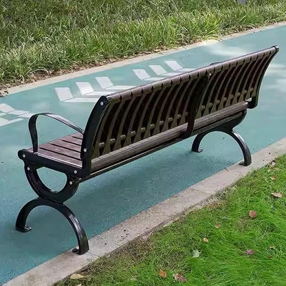 Outdoor Bench Garden Bench, Metal Garden Bench with Backrest and Armrests, Outdoor Patio Bench for Park, Porch and Church, Strong Load-Bearing Capacity(150 * 53 * 73cm/59 * 20.9 * 28.7in)