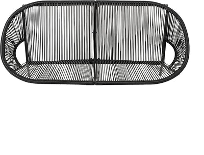 GDFStudio Patio Loveseat All-Weather Rattan 2 Seater Sofa Outdoor Patio Furniture Set for Balcony Poolside Backyard, Black