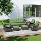 7 Piece Outdoor Wicker Patio Furniture Set, Outdoor Swivel Rocker Patio Chairs Set with Thickened Olefin Cushions - Photo 1