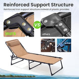 2 Pack Folding Chaise Lounge Chair 5-Position Adjustable Outdoor Recliner 400LB Capacity Portable Patio Camping Beach - Photo 5